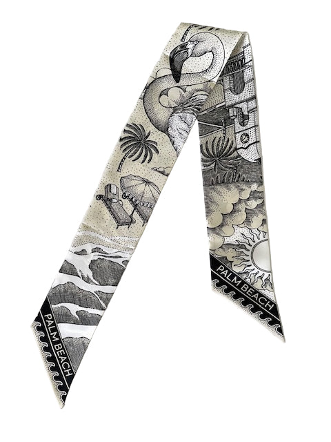 Palm Beach Florida Twilly Scarf Colors Black & Cream