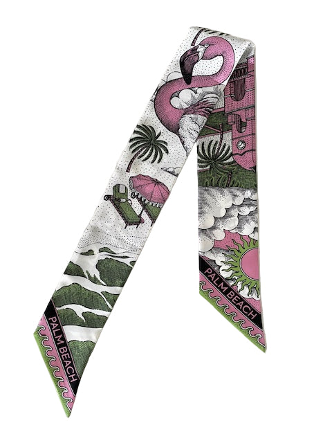 Palm Beach Florida Twilly Scarf Colors Pink & Green